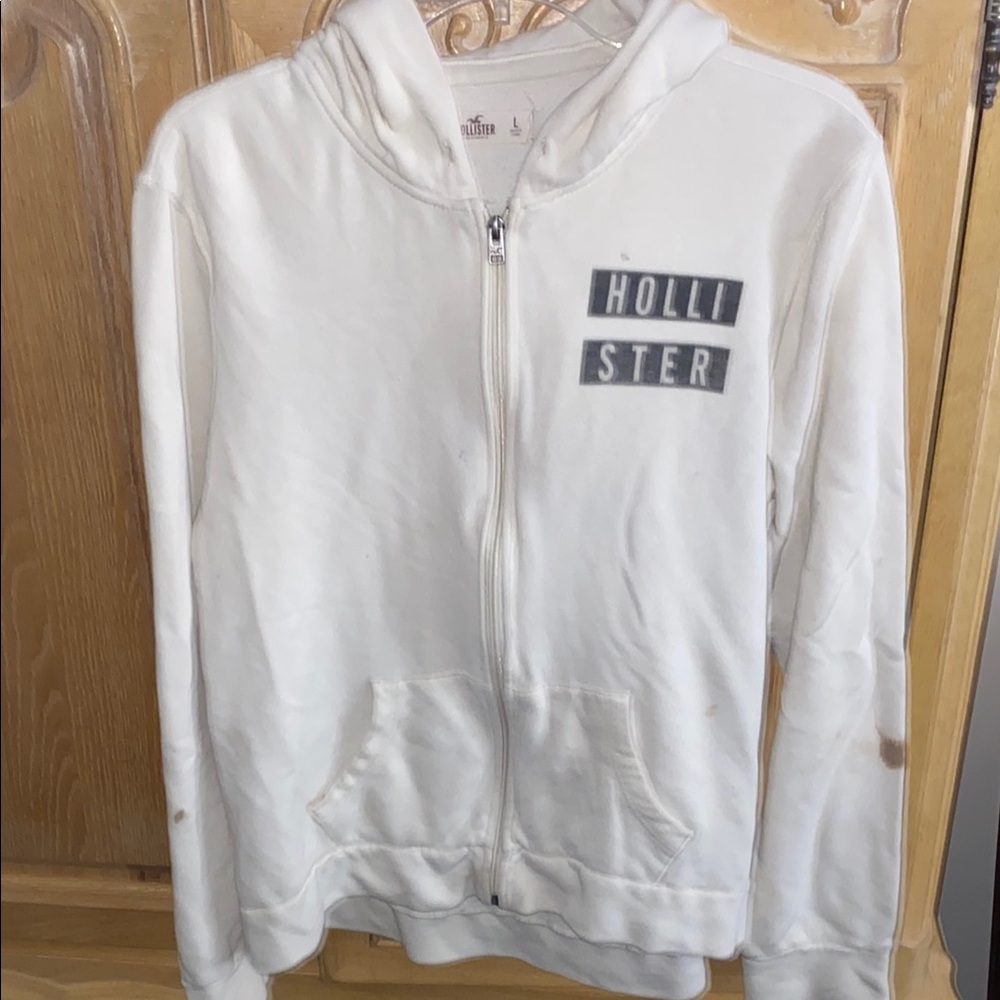 Hollister White Zip-Up Hoodie